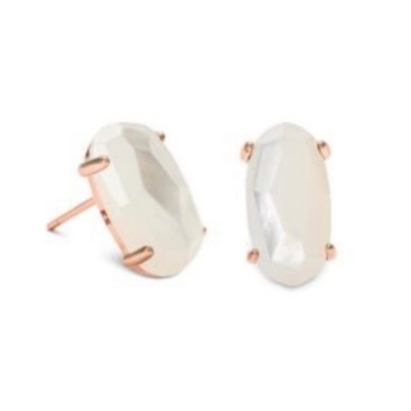 Kendra Scott Betty Stud Earrings White Ivory Mother of Pearl Rose Gold $60 NWT - Picture 3 of 14